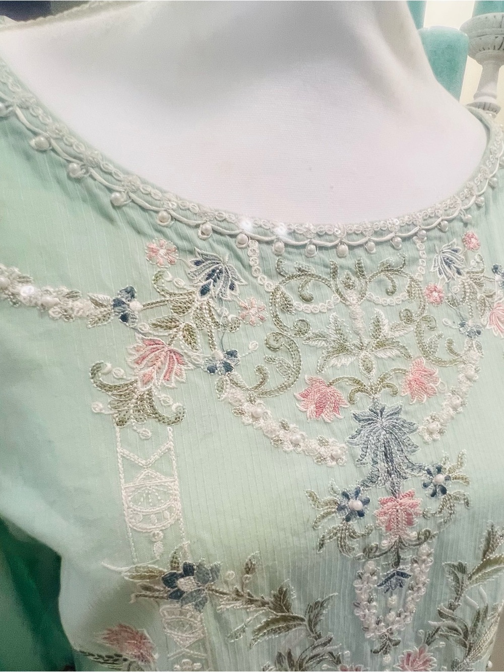 Beautiful Embroidered Floral detailed lace pearl sequins Maria . B. Dress